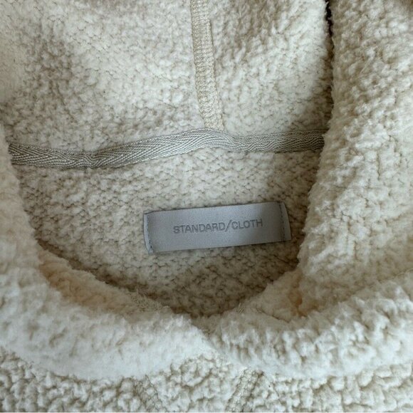 Standard/Cloth Men’s Off White Gorpcore Oversized Sherpa Hoodie Sweatshirt S/C50 - Picture 6 of 13
